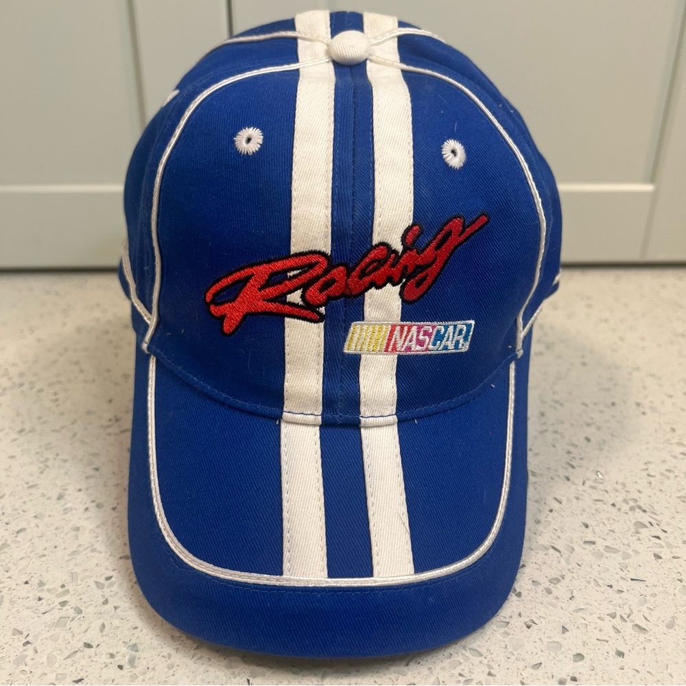 Vintage Youth NASCAR Blue Hat w White Racing Stripes